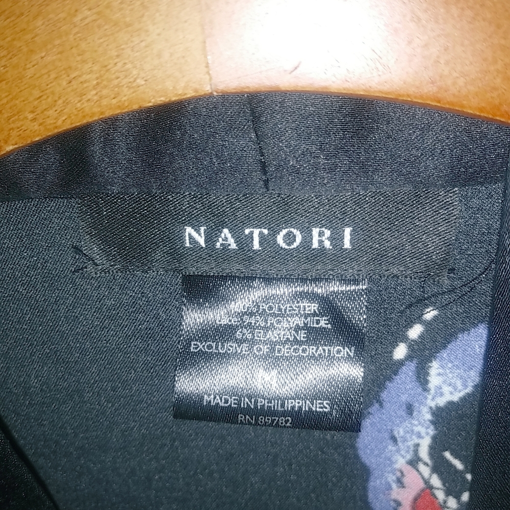 Natori M Satin Belted Asian Vibe Kimono Robe - Picture 2 of 7